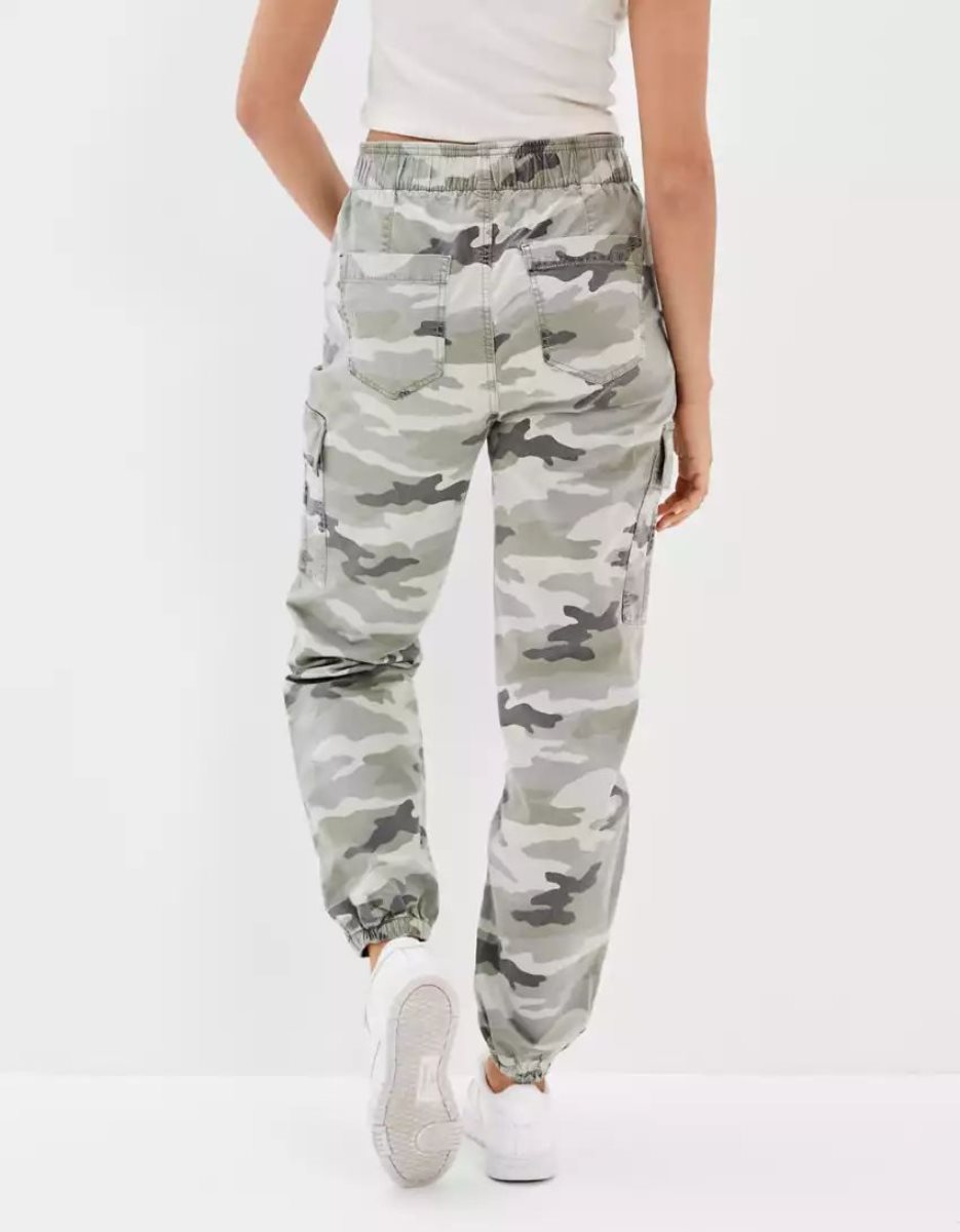 Jean American Eagle AE Camo Baggy Cargo Jogger Grise Camouflage Femme | MQZ-83176023